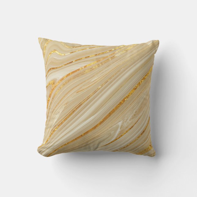 Golden marble: luxurious texture background. throw pillow (Front)