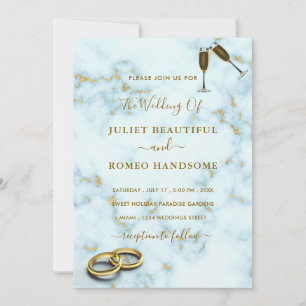 Golden Marble QR Code Wedding Invitations Example