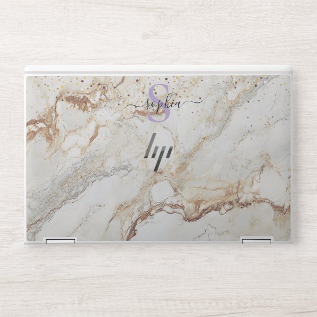 golden marble stone HP laptop skin (Front)