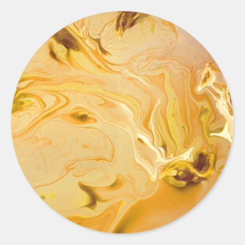 Golden Marble Texture Classic Round Sticker