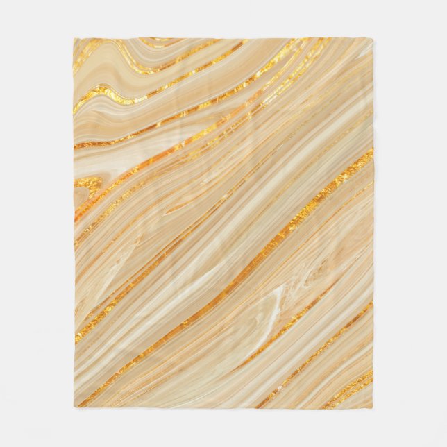 Golden marble texture fleece blanket (Front)