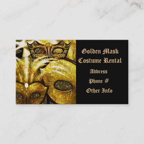 Golden Mardi Gras Masks Business Card