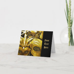 Golden Mardi Gras Masks Note Card
