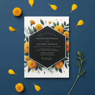 Golden Marigold Botanical Romance Wedding Invitation