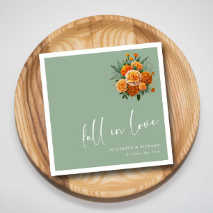 Golden Marigold Elegance: Modern Sage Wedding Napkins