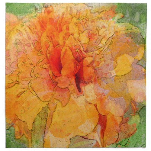 Golden Marigold Flower Watercolor Cloth Napkin