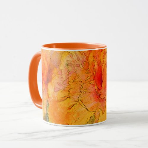 Golden Marigold Flower Watercolor Mug