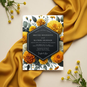 Golden Marigold Whimsical Wedding Invitation