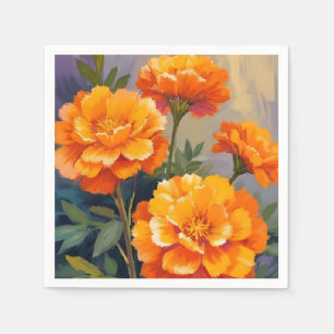 Golden Marigolds Watercolor Flowers Floral Napkins