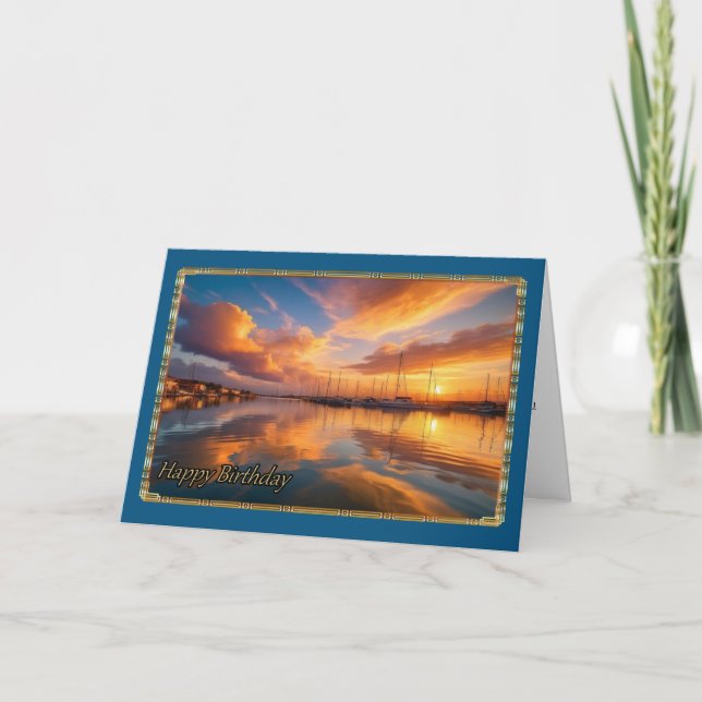 Golden Marina Men's Birthday Card (Front)