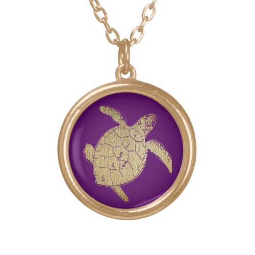 Golden marine turtle gold plated necklace
