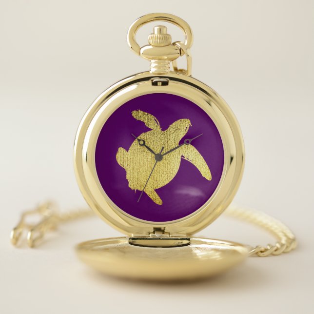 Golden marine turtle pocket watch (Inside)