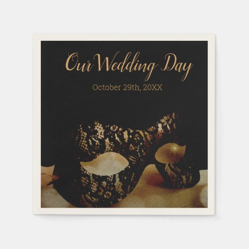 Golden Mask Wedding Napkins