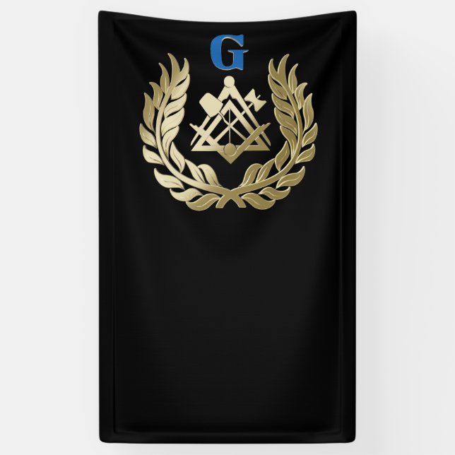 Golden masonry symbol banner (Vertical)