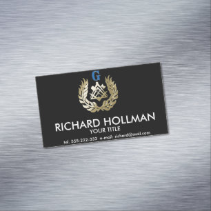Golden masonry symbol business card magnet