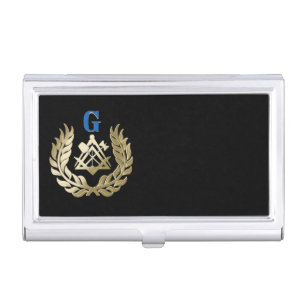 Golden masonry symbol case for business cards
