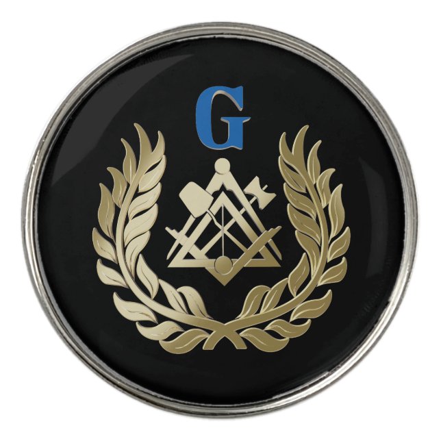 Golden masonry symbol golf ball marker (Front)