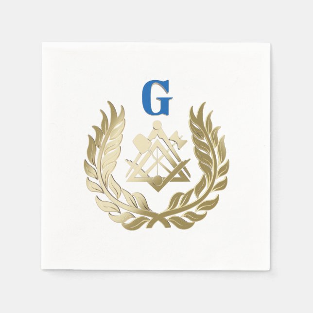 Golden masonry symbol paper napkins (Front)