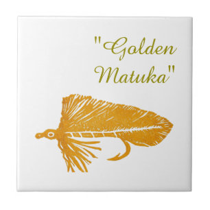"Golden Matuka" streamer trout fly tile. Ceramic Tile