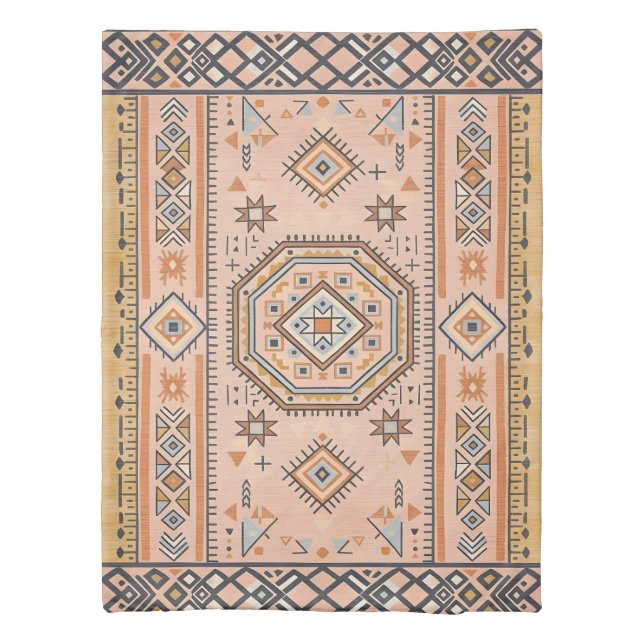 Golden Maze – Modern Moroccan Geometry Duvet Cover (Back)