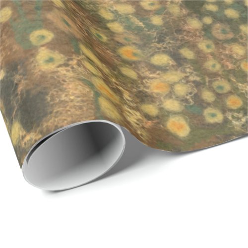 Golden Meadow felted wool texture olive yellow Wrapping Paper