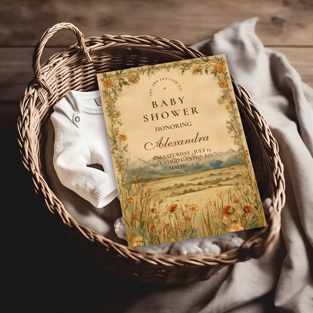 Golden Meadow Heirloom Baby Shower Invitation (Creator Uploaded)