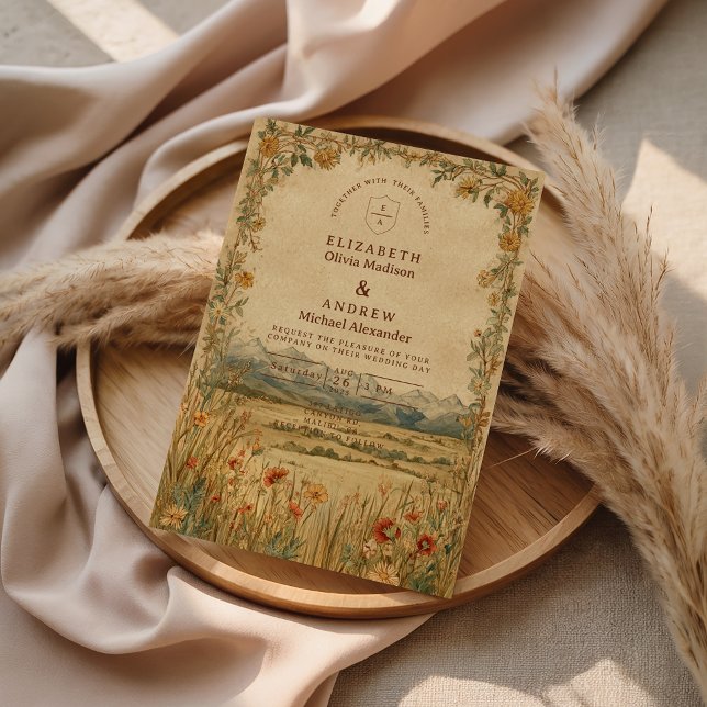 Golden Meadow Mountain Wedding Invitation (Creator Uploaded)