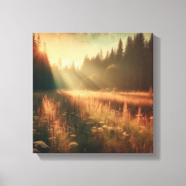 Golden Meadow Serenity – Vintage Canvas Art (Front)