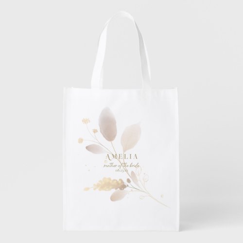 Golden Meadow Watercolor Wedding Party ID989 Grocery Bag