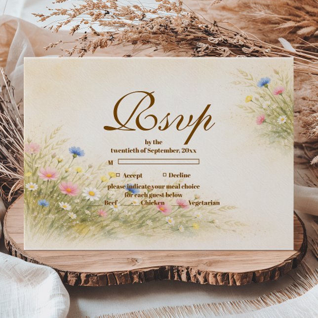 Golden Meadow Wildflower Quinceañera RSVP Card (Creator Uploaded)