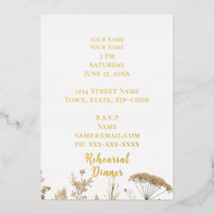Golden Meadow Wildflower Wedding Foil Invitation