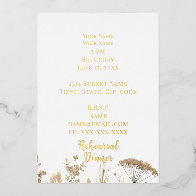 Golden Meadow Wildflower Wedding Foil Invitation (Front)