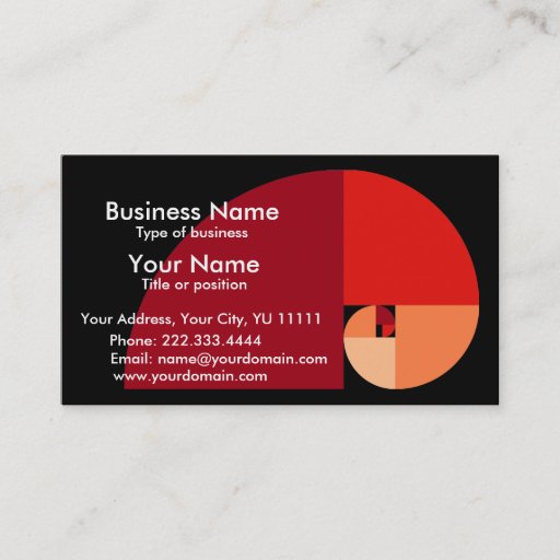 Customizable Golden Mean, Fibonacci Spiral Art Business Card