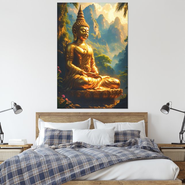 Golden Meditation in the Thai Peaks Canvas Print (Insitu(Bedroom))