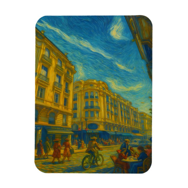 Golden Mediterranean City Vibes – Vibrant Urban Ar Magnet (Vertical)