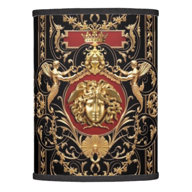 Golden Medusa and Angels Red and Black Lamp Shade (Front)