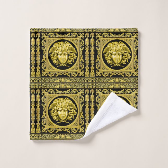 Golden Medusa Bath Towel Set (Wash Cloth)