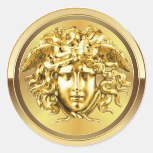 Golden Medusa  Classic Round Sticker