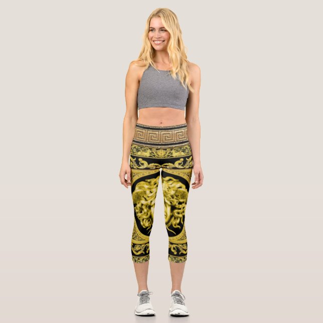 Golden Medusa Classical  Capri Leggings (Front)