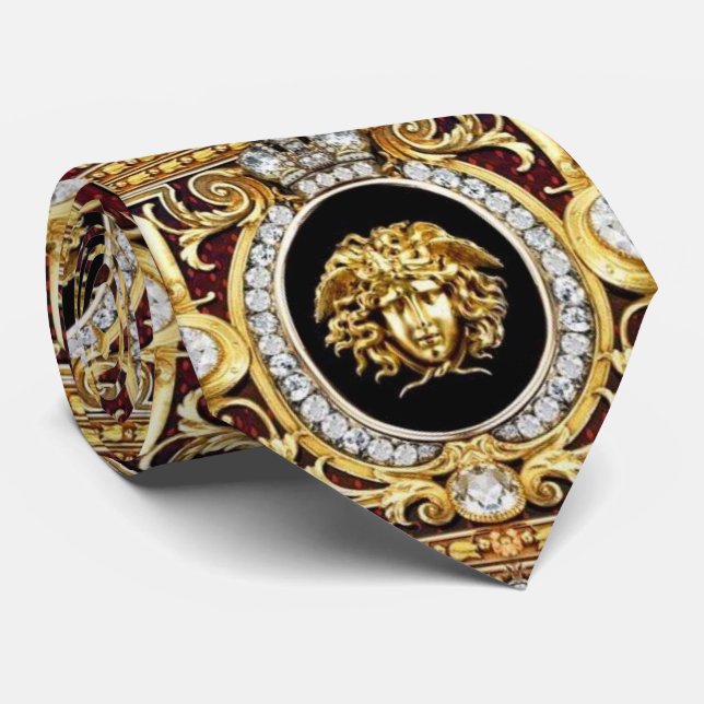 Golden Medusa Gems Neck Tie (Rolled)