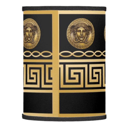 Golden Medusa Greek Key Braid Lamp Shade (Left)