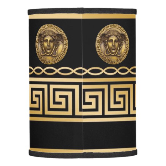 Golden Medusa Greek Key Braid Lamp Shade (Back)