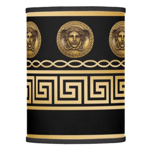 Golden Medusa Greek Key Braid Lamp Shade (Front)