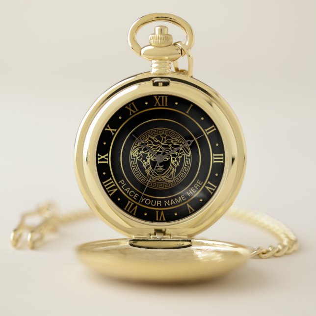 Golden Medusa PERSONALIZED Gift Pocket Watch (Inside)