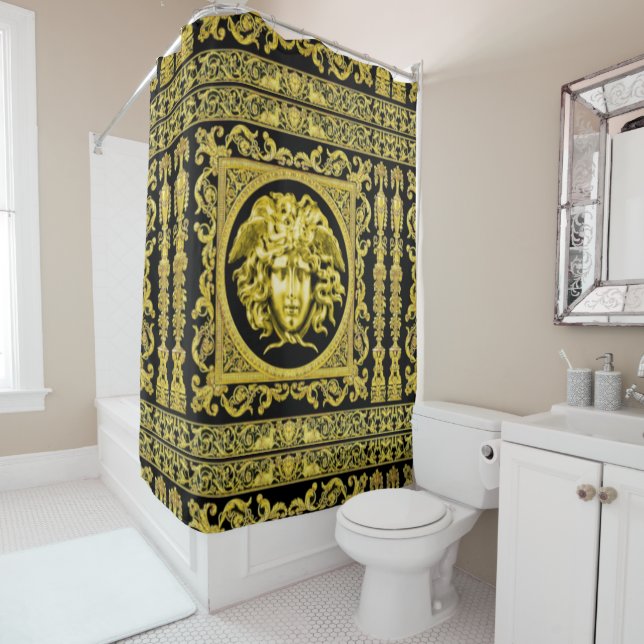 Golden Medusa Shower Curtain (In Situ)