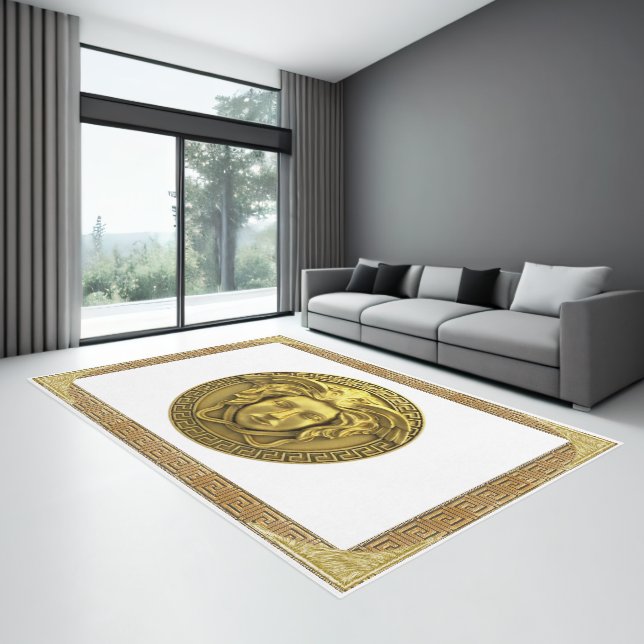 Golden Medusa, WHITE Designer Area Rug (Insitu (Indoor 3))