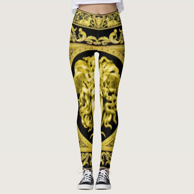Golden Medusa with Arabesques over Black Leggings (Front)