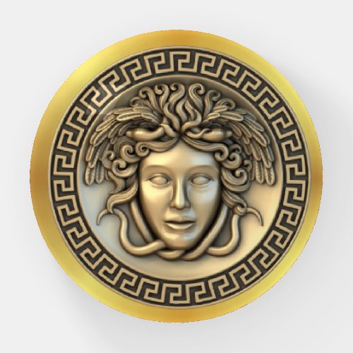 Golden Medusa with Greek Key Gift Paperweight