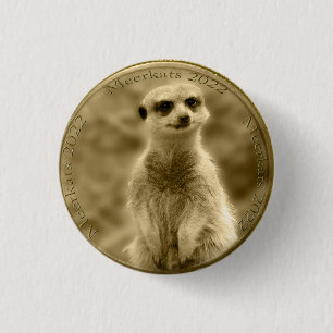 Golden Meerkat 2022 Coin, Hat Badge Button