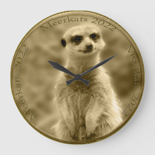 Golden Meerkat 2022 Coin, Large Round Wall Clock